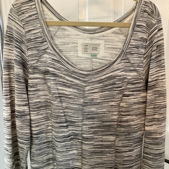 Anthropologie Saturday Sunday Long Sleeve T-Shirt Dress White Grey XL - Picture 6 of 7